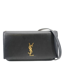 Load image into Gallery viewer, YVES SAINT LAURENT Cassandre Phone Holder Leather Shoulder Bag Black
