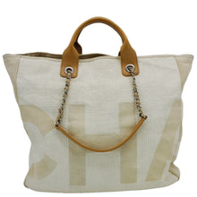 Load image into Gallery viewer, CHANEL Deauville Large Logo printed Canvas Tote Bag Cream
