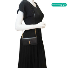 Load image into Gallery viewer, YVES SAINT LAURENT Cassandre Phone Holder Leather Shoulder Bag Black
