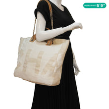 Load image into Gallery viewer, CHANEL Deauville Large Logo printed Canvas Tote Bag Cream
