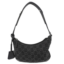 Load image into Gallery viewer, GUCCI Horsebit Slim Small GG Monogram Denim Hobo Shoulder Bag Black 774719

