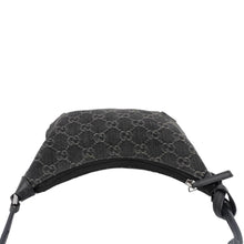 Load image into Gallery viewer, GUCCI Horsebit Slim Small GG Monogram Denim Hobo Shoulder Bag Black 774719
