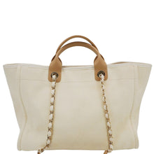 Load image into Gallery viewer, CHANEL Deauville Medium Pearl Embellished Canvas Tote Bag Cream
