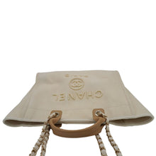 Load image into Gallery viewer, CHANEL Deauville Medium Pearl Embellished Canvas Tote Bag Cream
