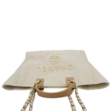 Load image into Gallery viewer, CHANEL Deauville Medium Pearl Embellished Canvas Tote Bag Cream
