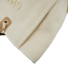 Load image into Gallery viewer, CHANEL Deauville Medium Pearl Embellished Canvas Tote Bag Cream
