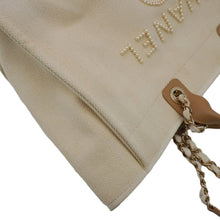 Load image into Gallery viewer, CHANEL Deauville Medium Pearl Embellished Canvas Tote Bag Cream
