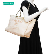 Load image into Gallery viewer, CHANEL Deauville Large Raffia Mixed Fibers Tote Bag Cream
