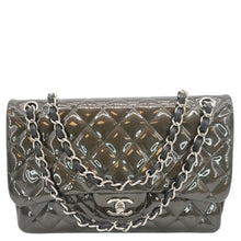 Load image into Gallery viewer, CHANEL Classic Double Flap Quilted Patent Leather Shoulder Bag Dark Green

