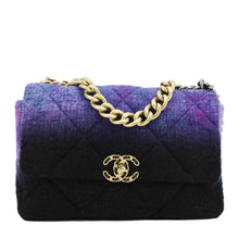 Load image into Gallery viewer, CHANEL 19 Flap Large Quilted Mixed Tweed Shoulder Bag Purple
