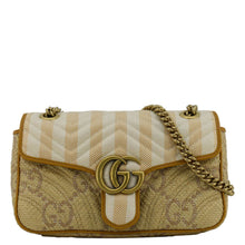 Load image into Gallery viewer, GUCCI GG Marmont Small Raffia Shoulder Bag Natural Beige 443497
