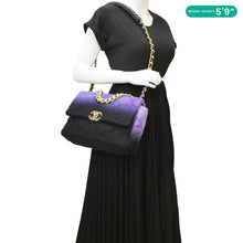 Load image into Gallery viewer, CHANEL 19 Flap Large Quilted Mixed Tweed Shoulder Bag Purple
