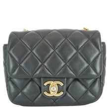 Load image into Gallery viewer, CHANEL Enamel Pearl Charm Me Square Flap Mini Quilted Lambskin Leather Crossbody Bag Black
