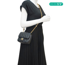 Load image into Gallery viewer, CHANEL Enamel Pearl Charm Me Square Flap Mini Quilted Lambskin Leather Crossbody Bag Black
