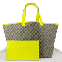 Load image into Gallery viewer, GUCCI Ophidia Medium GG Supreme Canvas Tote Bag Neon Yellow 786899
