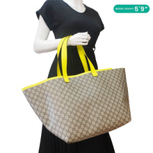Load image into Gallery viewer, GUCCI Ophidia Medium GG Supreme Canvas Tote Bag Neon Yellow 786899
