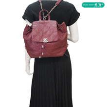 Load image into Gallery viewer, CHANEL Braided With Style Quilted Leather Drawstring Backpack Burgundy

