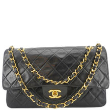 Load image into Gallery viewer, CHANEL Classic Flap Vintage Quilted Lambskin Leather Shoulder Bag Black
