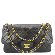 Load image into Gallery viewer, CHANEL Classic Flap Vintage Quilted Lambskin Leather Shoulder Bag Black
