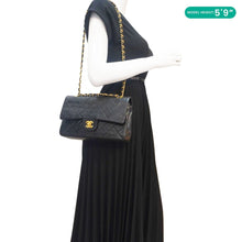 Load image into Gallery viewer, CHANEL Classic Flap Vintage Quilted Lambskin Leather Shoulder Bag Black
