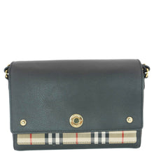 Load image into Gallery viewer, BURBERRY Note Vintage Check Leather Crossbody Bag Black
