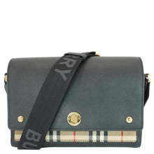 Load image into Gallery viewer, BURBERRY Note Vintage Check Leather Crossbody Bag Black
