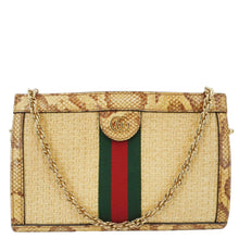 Load image into Gallery viewer, GUCCI Ophidia Small Raffia Elaphe Chain Shoulder Bag Beige 503877
