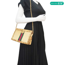 Load image into Gallery viewer, GUCCI Ophidia Small Raffia Elaphe Chain Shoulder Bag Beige 503877

