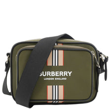 Load image into Gallery viewer, BURBERRY Top Striped Leather Crossbody Bag Green
