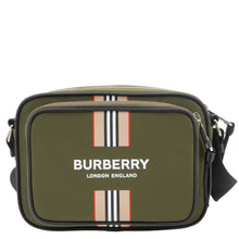 Load image into Gallery viewer, BURBERRY Top Striped Leather Crossbody Bag Green
