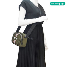 Load image into Gallery viewer, BURBERRY Top Striped Leather Crossbody Bag Green
