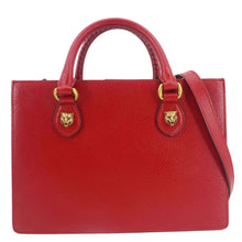 Load image into Gallery viewer, GUCCI Animalier Leather Top Handle Crossbody Bag Red 431277
