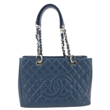 Load image into Gallery viewer, Sleek CHANEL Grand Shopping Blue Quilted Leather Tote Bag
