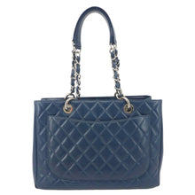 Load image into Gallery viewer, CHANEL Grand Shopping Blue Quilted Leather Tote Bag - Back view
