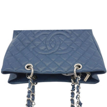 Load image into Gallery viewer, CHANEL Grand Shopping Blue Quilted Leather Tote Bag - Top View
