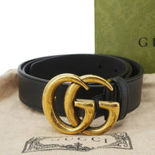 Load image into Gallery viewer, GUCCI GG Buckle Leather Belt Black 525040 Size 85/34
