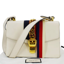 Load image into Gallery viewer, Gucci Sylvie Small Web Leather Shoulder Bag White 421882
