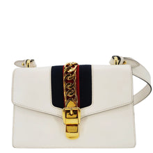 Load image into Gallery viewer, Gucci Sylvie Small Web Leather Shoulder Bag White 421882
