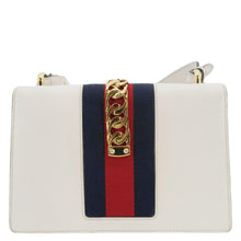 Load image into Gallery viewer, Gucci Sylvie Small Web Leather Shoulder Bag White 421882
