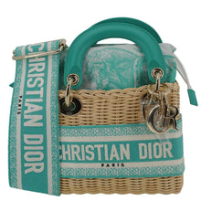 Load image into Gallery viewer, CHRISTIAN DIOR Lady Dior Mini Wicker Oblique Shoulder Bag Green
