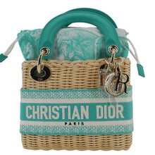 Load image into Gallery viewer, CHRISTIAN DIOR Lady Dior Mini Wicker Oblique Shoulder Bag Green
