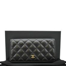 Load image into Gallery viewer, CHANEL Bifold Quilted Caviar Leather Long Wallet Black
