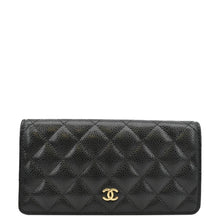 Load image into Gallery viewer, CHANEL Bifold Quilted Caviar Leather Long Wallet Black
