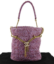 Load image into Gallery viewer, CHANEL Pending CC Tweed Enamel Drawstring Tote Bucket Bag Pink
