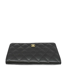 Load image into Gallery viewer, CHANEL Bifold Quilted Caviar Leather Long Wallet Black
