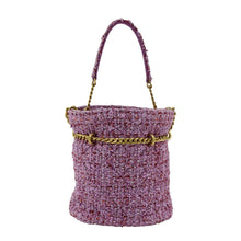 Load image into Gallery viewer, CHANEL Pending CC Tweed Enamel Drawstring Tote Bucket Bag Pink
