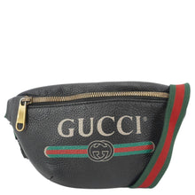 Load image into Gallery viewer, GUCCI Logo Print Small Grained Calfskin Leather Belt Bag Black 527792
