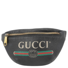Load image into Gallery viewer, GUCCI Logo Print Small Grained Calfskin Leather Belt Bag Black 527792
