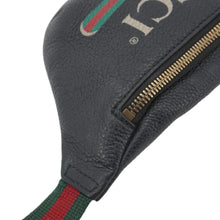 Load image into Gallery viewer, GUCCI Logo Print Small Grained Calfskin Leather Belt Bag Black 527792
