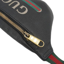 Load image into Gallery viewer, GUCCI Logo Print Small Grained Calfskin Leather Belt Bag Black 527792
